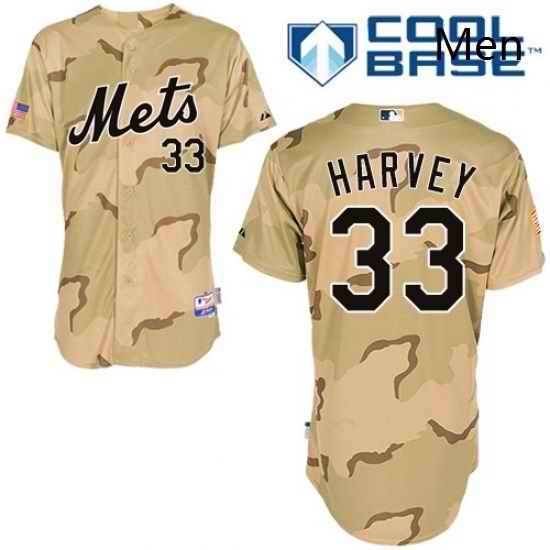 Mens Majestic New York Mets 33 Matt Harvey Replica Camo Commemorative Military Day Cool Base MLB Jersey
